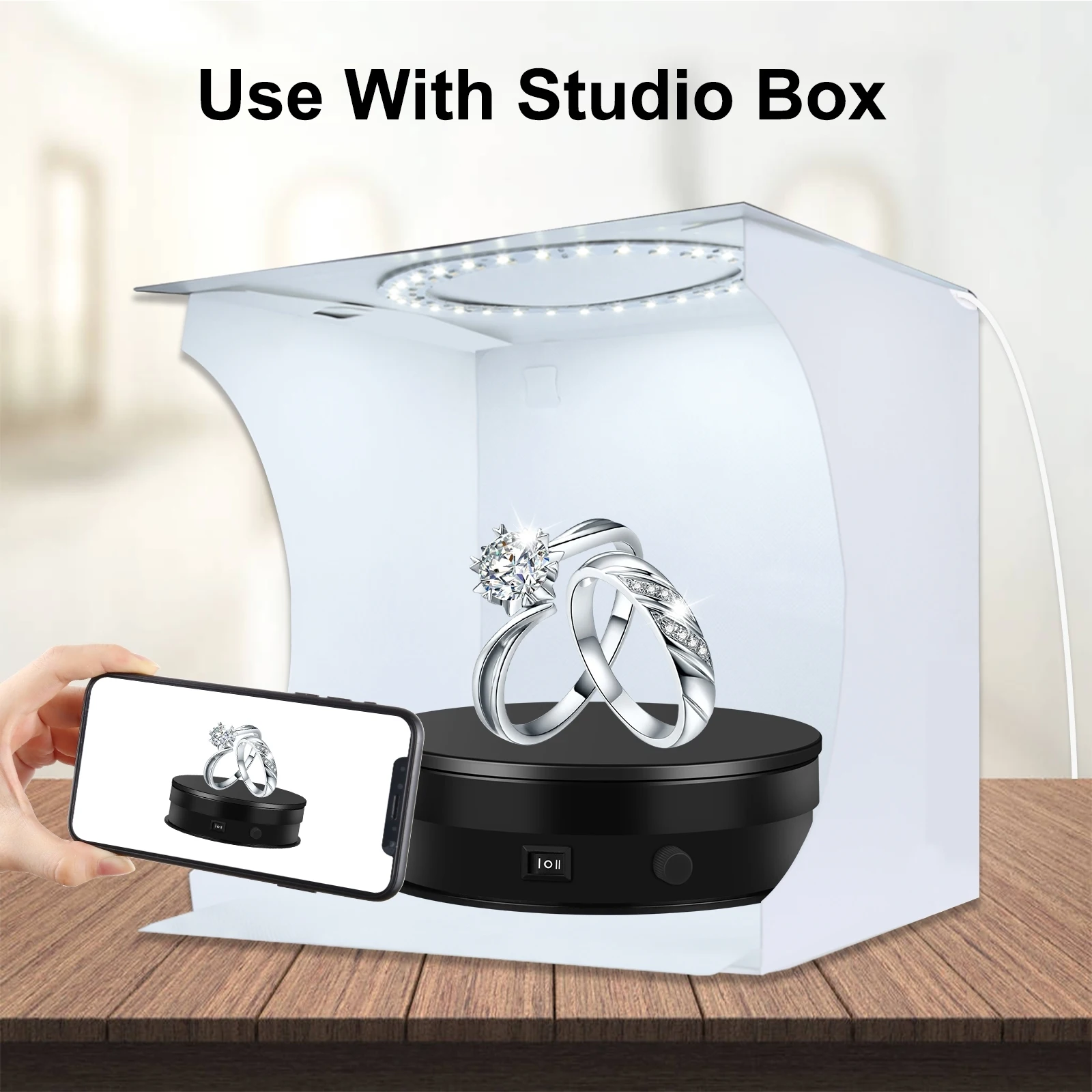 PULUZ 15cm Adjusting Speed Rotating Turntable Display Stand USB Electric 360 Degree Remote Control Photography Turntable