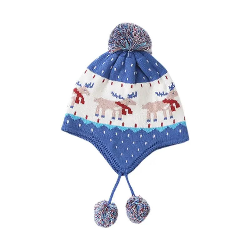 Детская зимняя жаккардовая шапочка с оленем для малышей, шапка, шарф, помпон, шапка-ушанка, теплая шапка 24BC