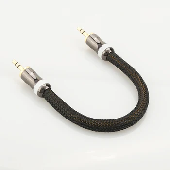 

High Performance Silver Plated 3.5MM male plug to 3.5MM male plug headphone cable 15cm
