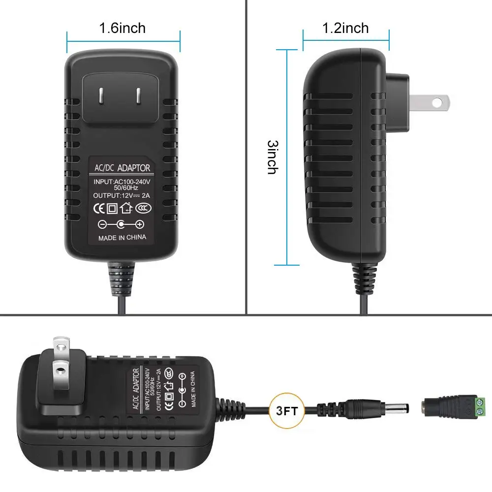 AC 100V 240V to DC 12V 2A 2000mA EU/US/UK Plug 5 5x2 5mm для 3528 5050 светодиодной ленты камера источник
