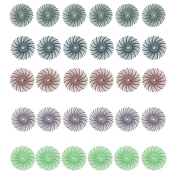 

30pc 1inch Radial Bristle Disc Brush 5 Grits + 5 Mandrel Rotary Adapter