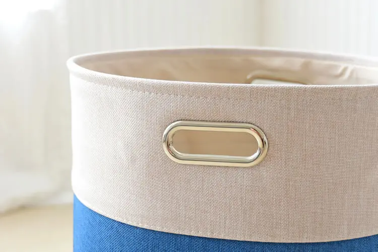 blue Laundry Basket Picnic Basket Stand Toy Storage Box Bag Cotton Washing Dirty Clothes Basket Organizer Bin Handle (6)