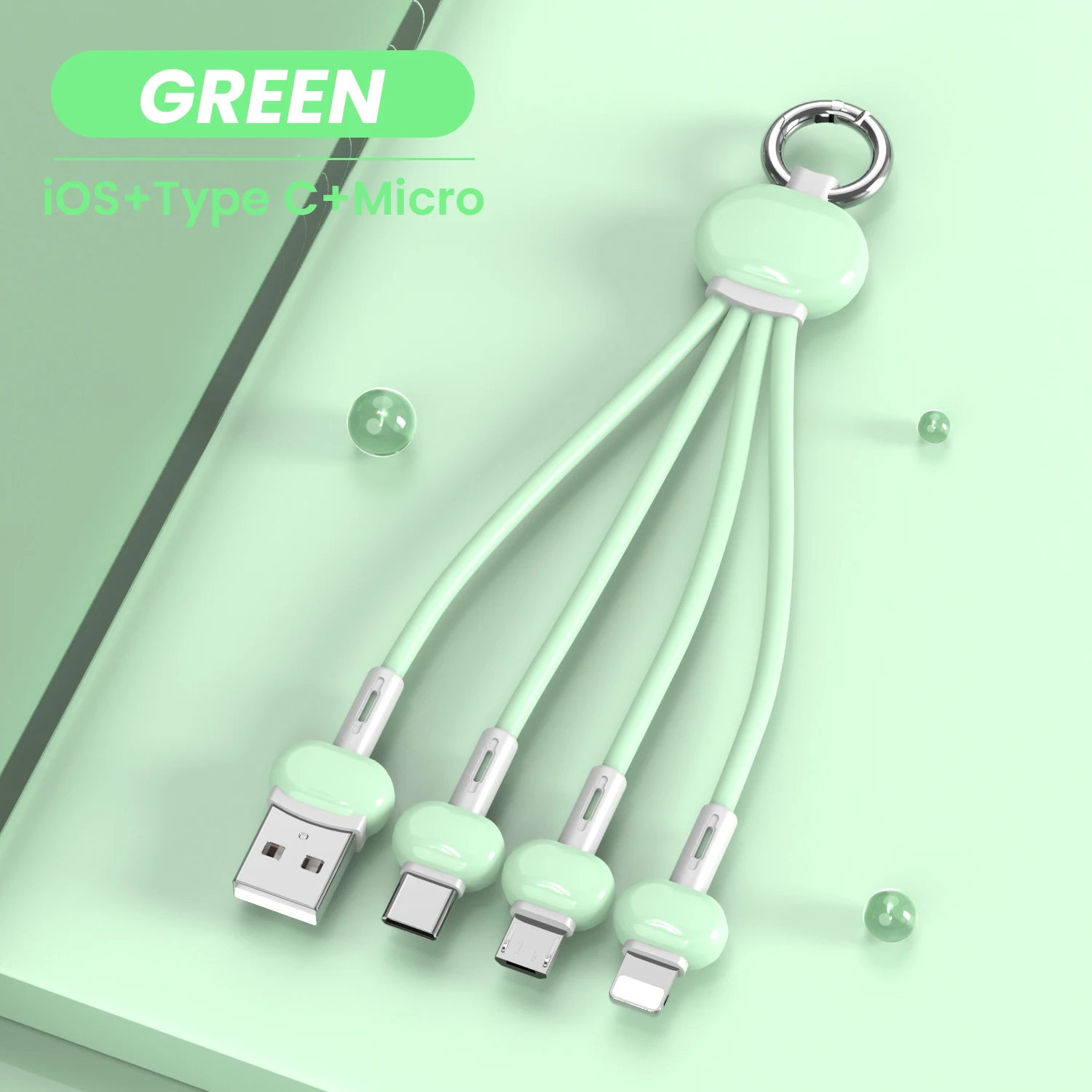 long iphone charger Keychain 3 in 1 USB Type C Cable for iPhone 13 12 11 XS X XR 3in1 2in1 USB Cable Charger Micro USB Type C Cord for Xiaomi Redmi iphone usb cable Cables