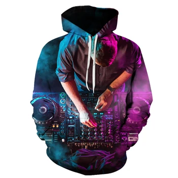 

Cool Fashion 3D Funny Hoodies Funny Unisex Hoodies DJ Night Club Party Print Hot Style Pullover Sleeve Streetwear Hoodie