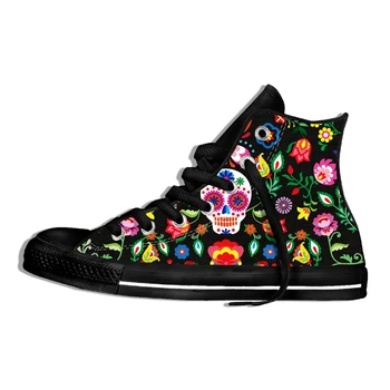 

Custom Casual Shoes 3D Punk/Vintage Skull Head Printing 3d Print Hip Hop Men Canvas Shoes Breathable Lace-up Men High Top Shoes