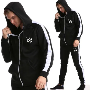 

New men's zip hoodie suit casual warm and plus velvet fabric autumn and winter hoodie suit Europe size M-2XL