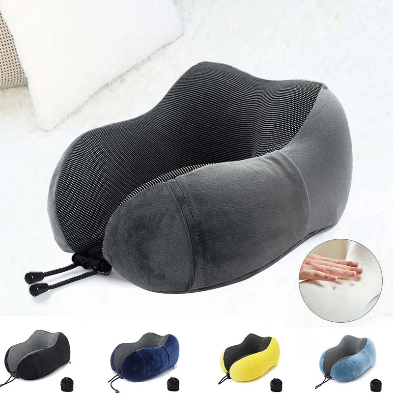 

Portable U Shaped Memory Foam Neck Pillows Soft Slow Rebound Space Travel Pillow Solid Neck Cervical Household Textiles Items