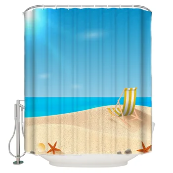 

Summer Ocean Starfish Beach Chair Bathroom Shower Curtain Home Decoration Bathroom Accessories Shower Curtain
