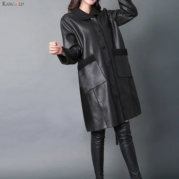

KANCOOLD coats Women's Autumn Winter Leather Jacket Medium Long Thicken Casual fashion new coats and jackets women 2019Oct8