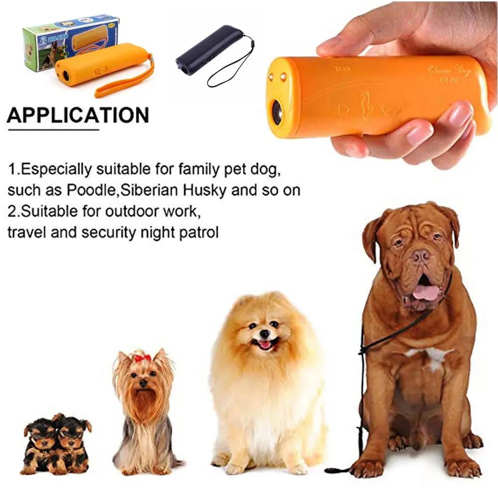 Pet Dog Repeller Anti Barking Stop Bark Training Device Trainer LED Ultrasonic 3 in 1 Anti Barking Stop Bark Dog Training Device_voghion.com
