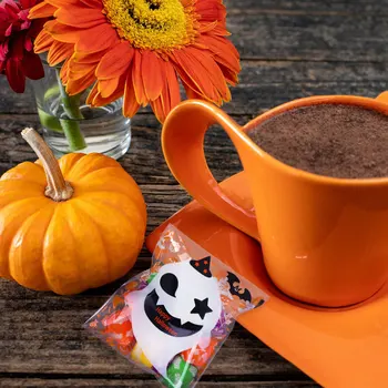 

500Pcs Halloween Pouches Creative Self Adhesive Bag Candy Tote Bag for Shop Home School