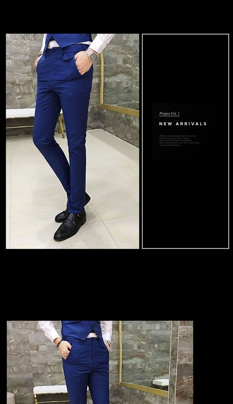 Популярные мужские строгие брюки мужские высокого качества чистый цвет Тонкий деловой костюм досуг мужские брюки высокого класса тонкие брюки