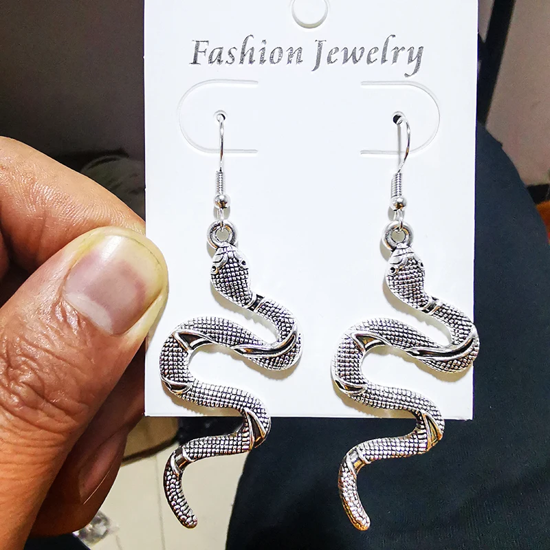 

Snake Dangle Drop Earring for Women Antique Silver Plated Pendants Punk Goth Fashion Jewelry Vintage Pendant Charms Female Gift