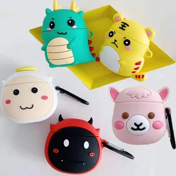 

3D Cute Cartoon Dinosaur Tiger Monkey Sheep Earpods Case for Apple Airpods 1 2 Angel Monsters Wireless Earphone Protective Cover