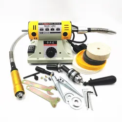 Máquina de moedura do motor do torno do banco da joia do jade do woodworking de diy da máquina de lustro 220v 350w com tubo flexível do eixo 0.4 6.5mm