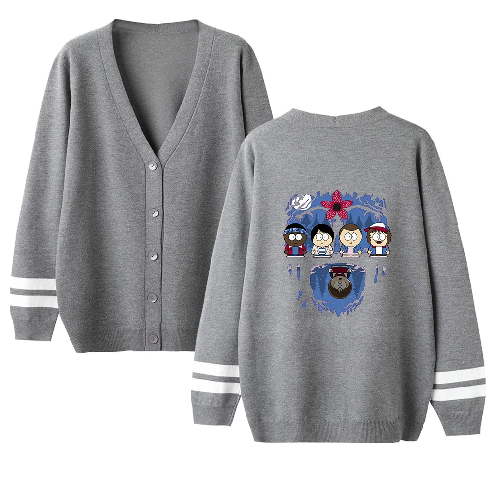 Странные Вещи мужской свитер-кардиган/женский модный Повседневный свитер с v-образным вырезом необычные вещи кардиган свитер серый Повседневный Топ