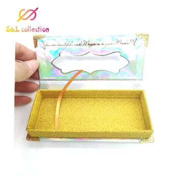 

5pcs Wholesale Rectangle Mink False Eyelash Packaging Box Glitter Paper Magnetic Empty Box