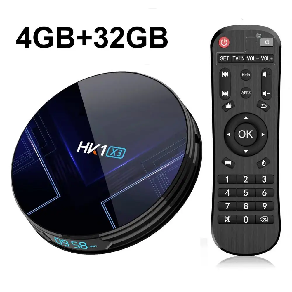 HK1 X3 Android 9,0 Smart tv BOX Amlogic S905X3 4 Гб ОЗУ 128 Гб 5G Wifi BT4.0 1000M LAN USB3.0 H.265 8K ТВ-приставка медиаплеер - Цвет: 4GB 32GB