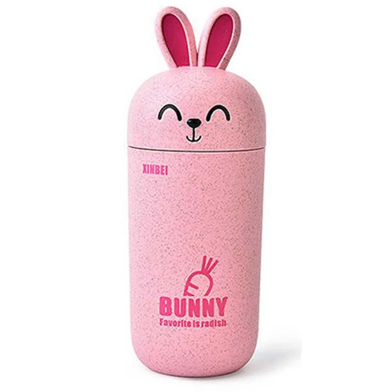 pink Моя детская бутылка для воды мультфильм кролик посуда для напитков Чай Кофе Молоко сладкие животные печати ребенок день рождения милые подарки - Цвет: pink