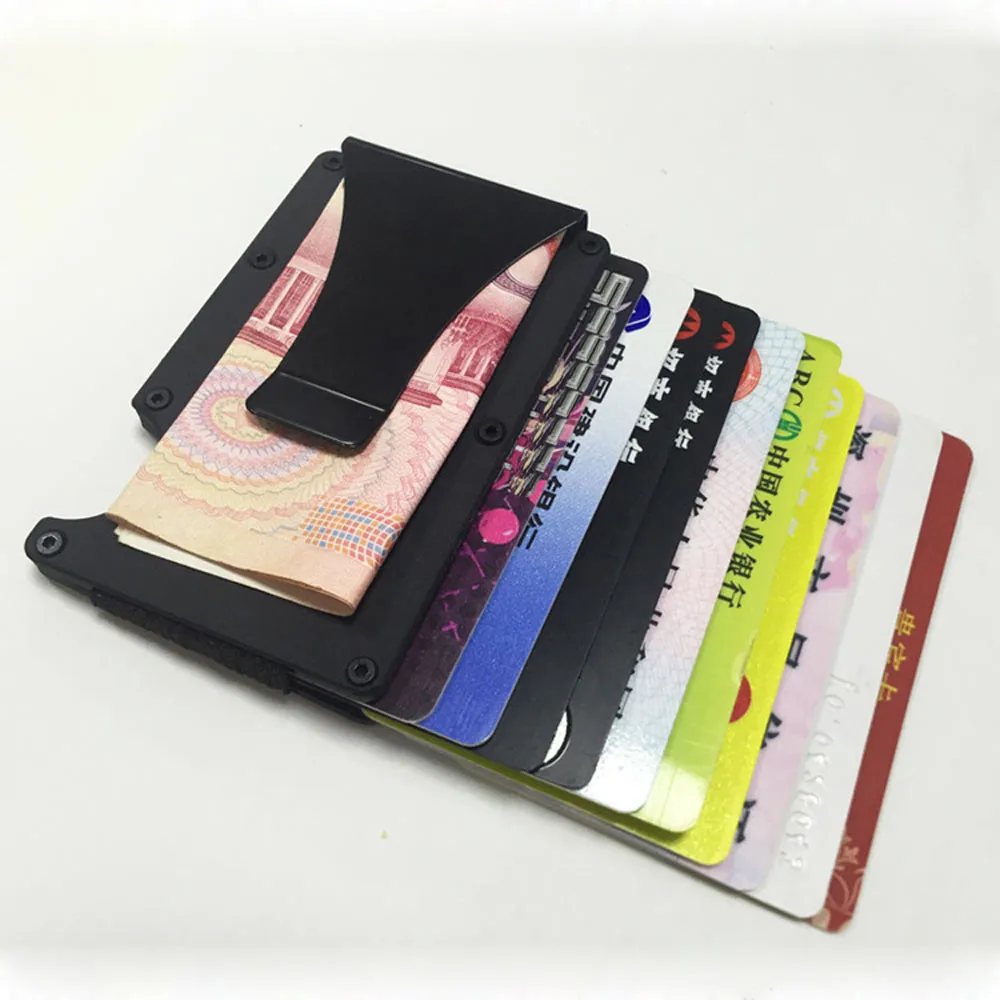 

Metal Wallet New Bring Mini Money Clip Brand Fashion Black White Credit Card ID Holder With RFID Anti-thief Wallet Men #R35
