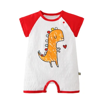 

0-20M Baby Clothes Cute Dinosaur Baby Romper Red Heart Pattern Summer Jumpsuit Breathable Cotton Sense Design Baby Crawling Suit