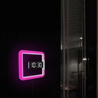 7 renk değişimi Led ışık duvar saatleri alarmlı saatler yaratıcı uzaktan kumanda dijital saat içi boş ayna sıcaklık gece aydınlatma