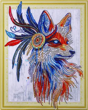 

5D fox Special Shaped Diamond Painting lion Wolf fox Owl Flower DIY 5D Partial Drill Cross Stitch Crystal Rhinestone home decor