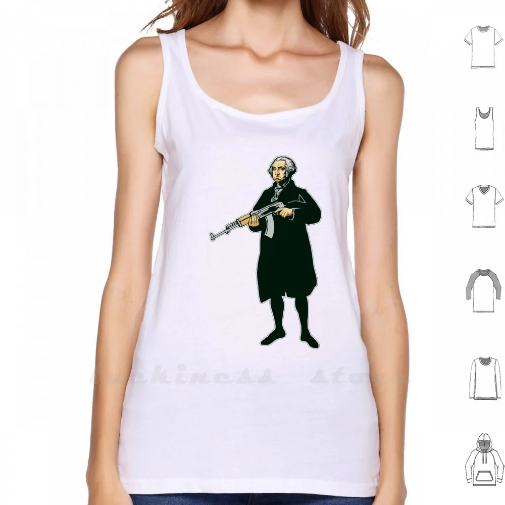 George Washington Canotte Gilet Senza Maniche Ak47 Washington George Washington Rebel Insuriggente Terrorismo Funny America
