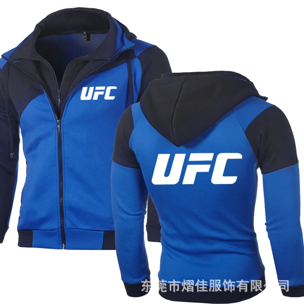 Мужская толстовка, логотип UFC, куртка, свитшоты, двойная молния, Mitsubishi, худи, хлопковый пуловер, спортивная одежда, пальто P - Цвет: 2