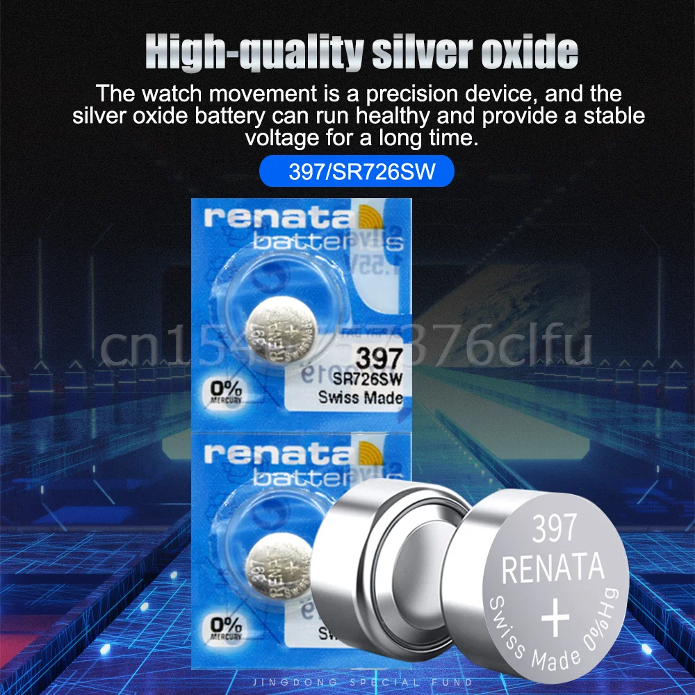 coin cell battery 50PCS Original Renata 397 SR726SW AG2 LR726 396A SR726 196 SR59W 1.55V  Silver Oxide Watch Battery Swiss Made Button Coin Cell replacement batteries