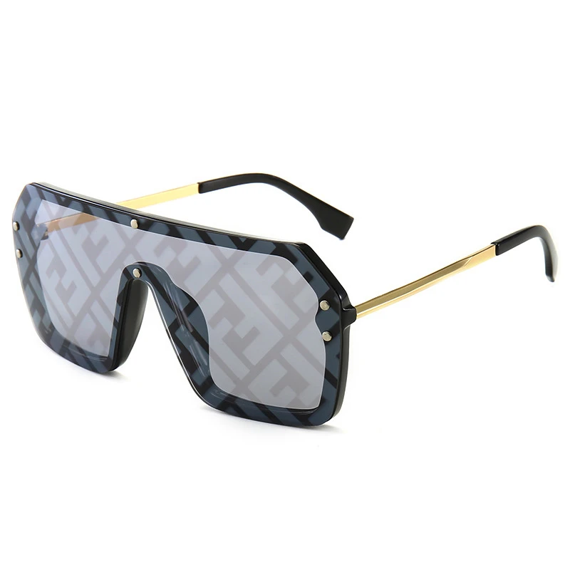 2019 Fashion F Letter Shield Style Rivets Sunglasses Modern Women Vintage Brand Design Sun Glasses