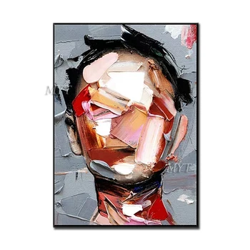 

Frameless No Face Girl 100% Hand Painted Abstract Gold Art Wall Picture Handmade Canvas Oil Painting For Living Room Home Decor