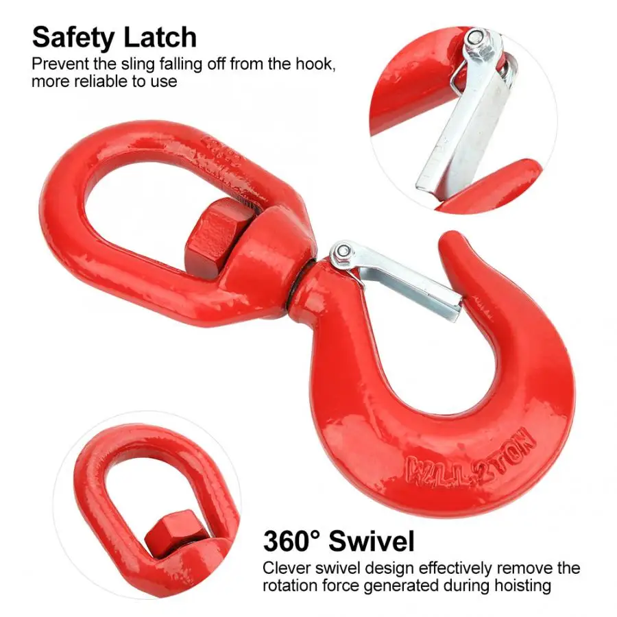 2 тонный поворотный подъемный крюк с защелкой легированная сталь промышленный