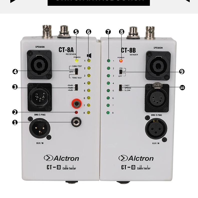 Alctron CT-8 Multi-purpose Audio Cable Tester,Test For Diversity Cable,XLR Phono RCA RJ45 RJ11 Use In Stage Or Recording Studio dynamic microphone