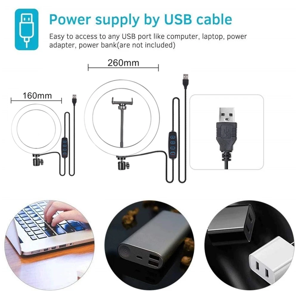 Кольцевая Светодиодная лампа для селфи кольцевой светильник Youtube держатель