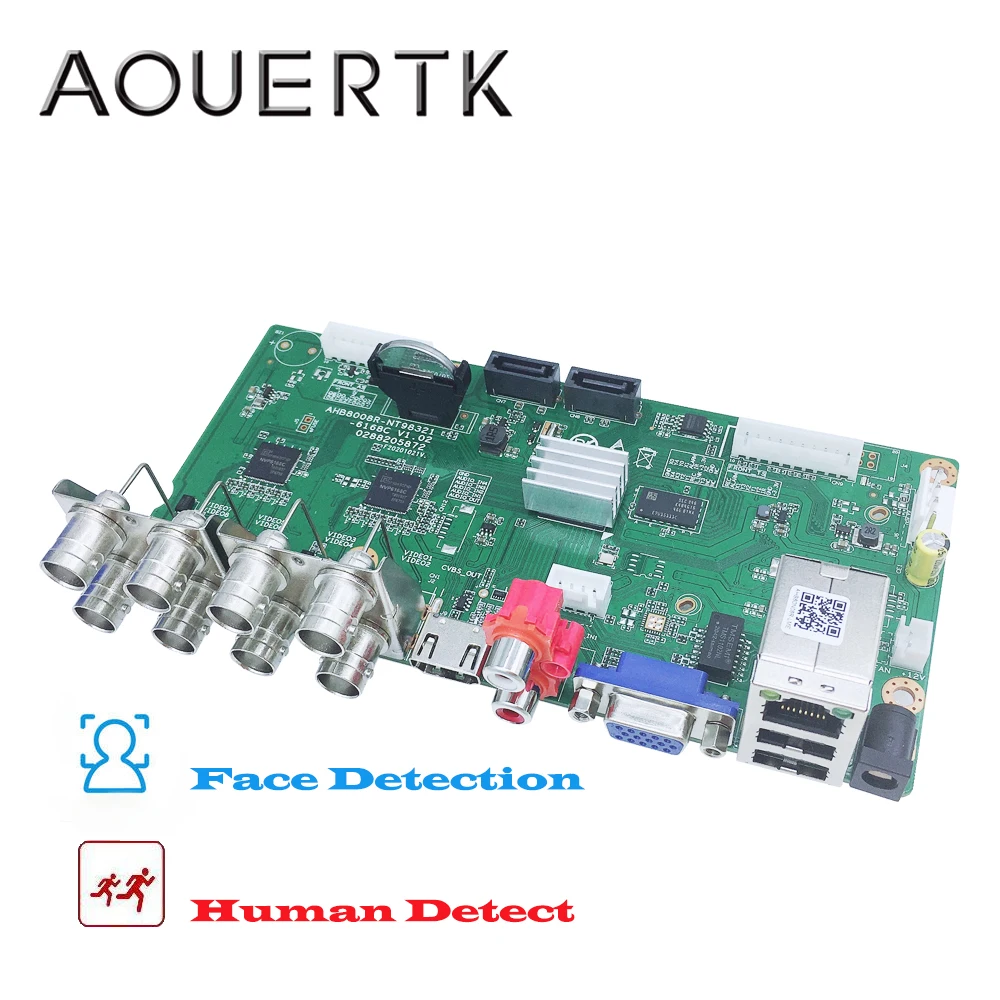 

AOUERTK 5 in1 AHD/CVI/TVI/CVBS/IP 8CH 2 SATA CCTV DVR Main Board Face Detection &Human Detect Video Surveillance Recorder Board