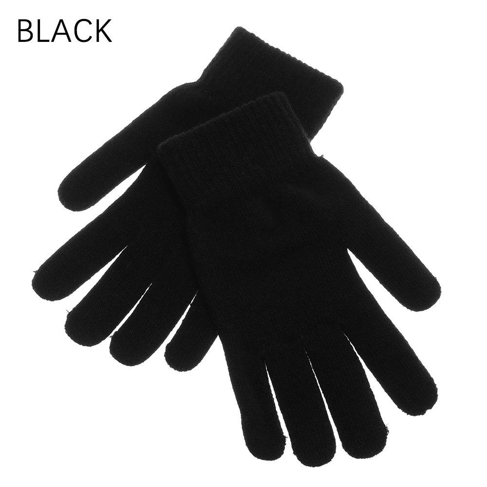 Мужские вязаные перчатки, зимние перчатки для сенсорного экрана, высокое качество, мужские утолщенные теплые шерстяные кашемировые однотонные перчатки, мужские перчатки для велоспорта - Цвет: BLACK 1