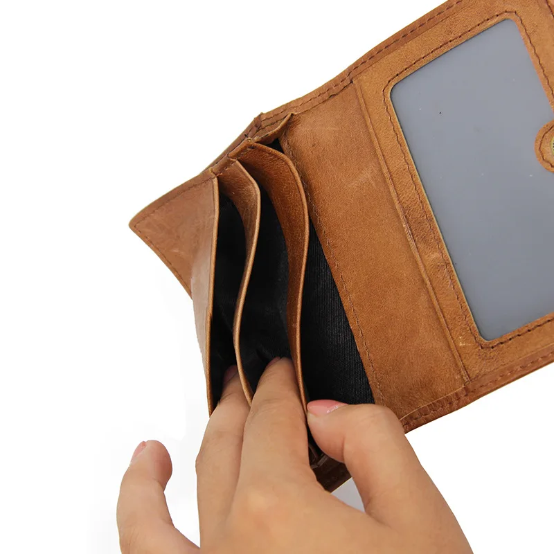 Rfid Блокировка мини-кошелек мужской подлинный маленький кошелек, кожаный винтажный Засов имя держателя карты короткий удобный кошелек унисекс кошелек