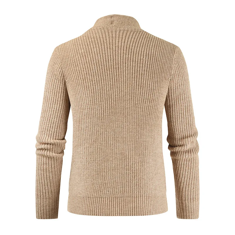 Khaki Cardigan Men Cotton Sweater Long Sleeve Mens V-Neck Sweaters Loose Solid Button Tops Fit Knitting Casual Style Clothing 2