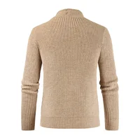 Khaki Cardigan Men Cotton Sweater Long Sleeve Mens V-Neck Sweaters Loose Solid Button Tops Fit Knitting Casual Style Clothing 2