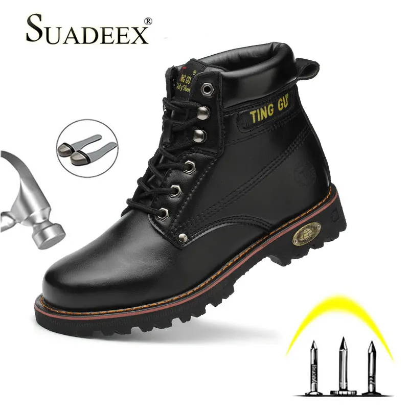 

SUADEEX Shoes Men Work Shoes Boots Steel Toe Cap Anti-smashing Anti-piercing Men Multifunction Protection Footwear Safety Shoes