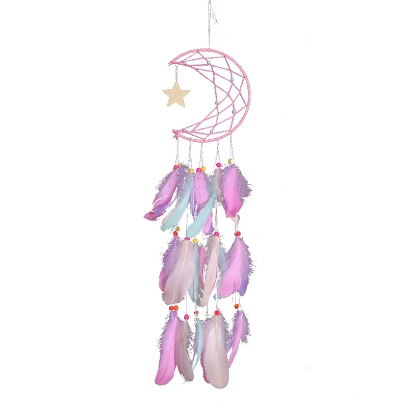 Handmade Girl Heart Indian Dream Catcher Net with Feathers Wall Car Hanging Decoration Ornament White Dreamcatcher Room Decor