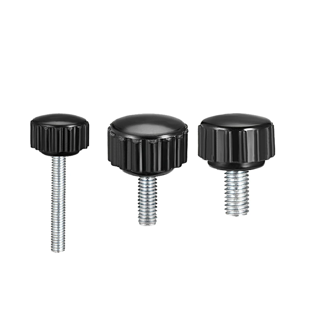 

uxcell 12pcs Knurled Clamp Knobs M4/M5/M6 Male Thread Dia. 10/11/15/16/20/30mm Length Grip Thumb Screw on Type Round Head