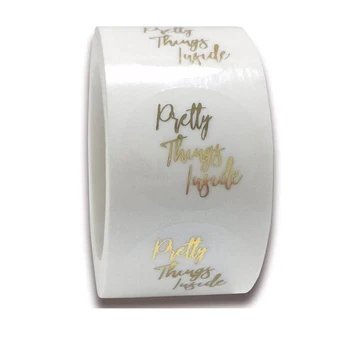 

500pcs Clear Gold Pretty Things inside Thank You Stickers Circle Adhesive handmade stickers for Packaging Seals Label Stickers