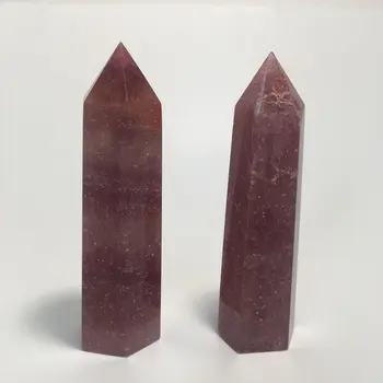 

Z Natural strawberry quartz crystal wand point smoky yellow quartz crystals point reiki healing as gift