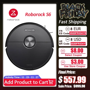 

Robot Vacuum Cleaner Roborock S6 2000pa LDS Scanning SLAM Algorithm Sweeping Mopping Sterilize Planned Machine Remote Control