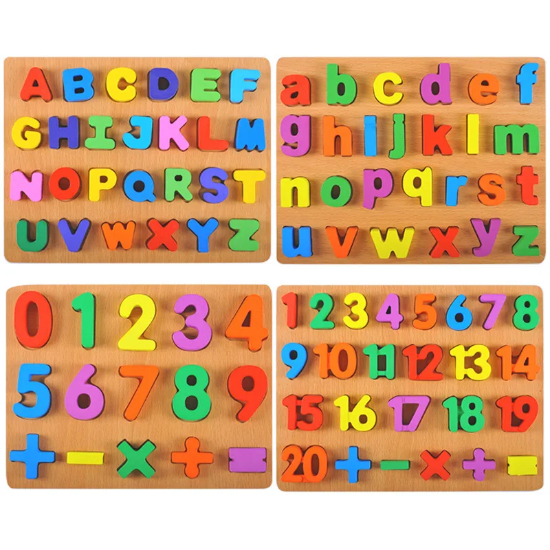 price reduction Montessori Wooden Puzzle Letters Baby Alphabet Early Educational Toys Three-Dimensional Cognitive I