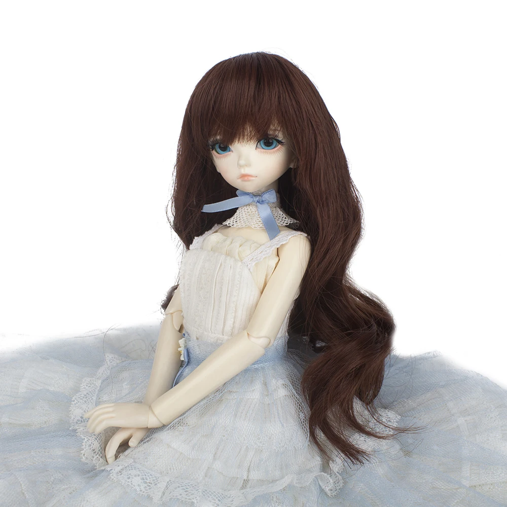 Muziwig 1/4 Bjd Wig High Temperature Long brown curly Bjd hair MSD SD For BJD Doll
