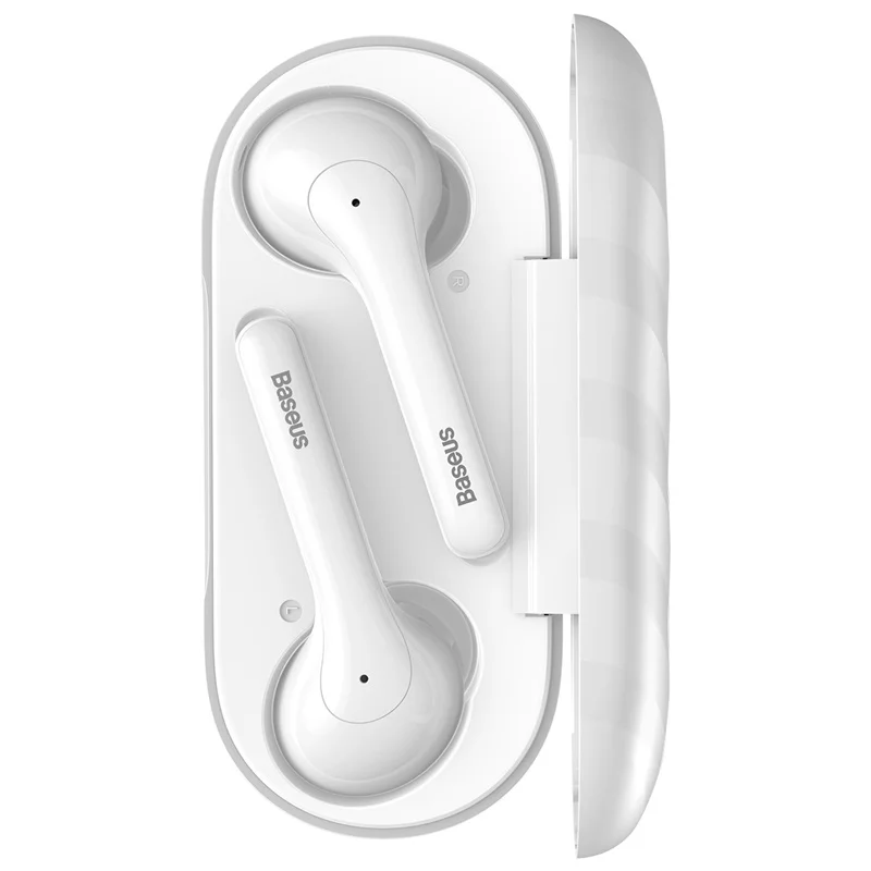 Белый Baseus W07 Bluetooth наушники TWS беспроводные Bluetooth наушники 3D стерео Спортивные Беспроводные наушники с двойным шумоподавлением Mic - Цвет: Белый