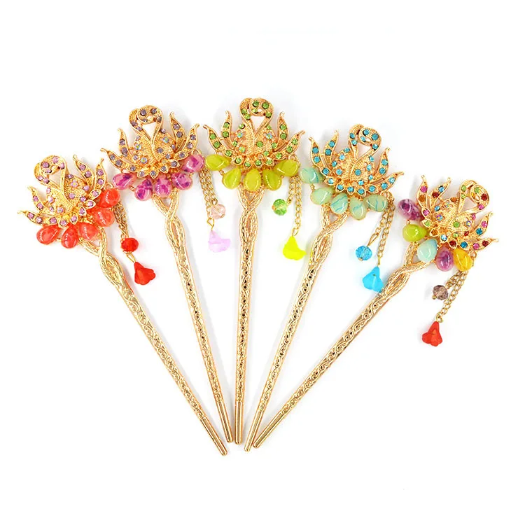 New Style Creative Alloy Imitated Jade Antique Style Hairpin Tassels Hairpin Women's Stall Hot Selling Hairpin Yiwu Headdress